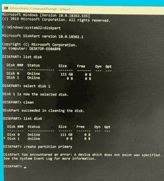 diskpart a device which does not exist was specified.gif diskpart a device which does not exist was specified.gif